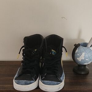 Nike Black and Blue High-Top Sneakers